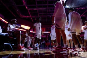 Nebraska-Omaha Maverick guard JJ White (1) introducted beofre taking on the South Dakota Coyotes during the Summit League Tournament Saturday, March 8, 2025 in Sioux Falls, South Dakota. Photo by John S. Peterson.