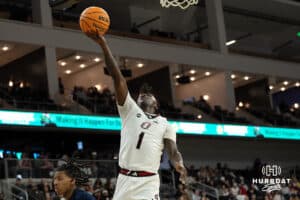 Omaha Mavericks JJ White shoots a lay up during a college basketball game against Oral Roberts on March 1st, 2025 in Omaha Nebraska. Photo by Brandon Tiedemann.