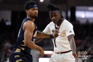 Omaha Mavericks JJ White waits for the ball during a college basketball game against Oral Roberts on March 1st, 2025 in Omaha Nebraska. Photo by Brandon Tiedemann.