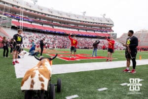 Huskers practicing their roping skills during Husker games Saturday, April 26, 2025 in Lincoln, Nebraska. Photo by John S. Peterson.