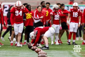 Nebraska long snapper Kevin Gallic makes a snap during Husker games Saturday, April 26, 2025 in Lincoln, Nebraska. Photo by John S. Peterson.