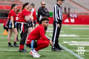 Nebraska quarterback Dylan Raiola ready to go in against Midland during Husker games Saturday, April 26, 2025 in Lincoln, Nebraska. Photo by John S. Peterson.