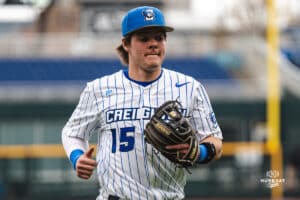 Creighton Bluejay Kyle Hess during a baseball game at Charles Schwab Field on Thursday, April 17th, 2025 in Omaha Nebraska. Photo by Collin Stilen.