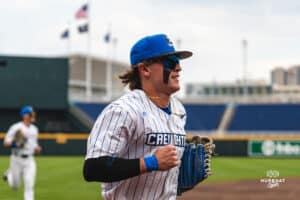 Creighton Bluejay Nolan Sailors during a baseball game at Charles Schwab Field on Thursday, April 17th, 2025 in Omaha Nebraska. Photo by Collin Stilen.
