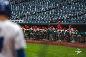 St. John's watches Creighton during a baseball game at Charles Schwab Field on Thursday, April 17th, 2025 in Omaha Nebraska. Photo by Collin Stilen.