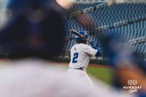 Creighton Bluejay Connor Capece at the plate during a baseball game at Charles Schwab Field on April 8th, 2025 in Omaha Nebraska. Photo by Collin Stilen.
