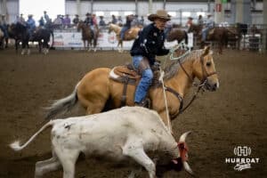 John Cook roping a steer during the John Cook Roping Classic on Sunday, April 13, 2025 in Lincoln, Nebraska. Photo by John S. Peterson.