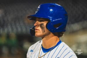 Creighton Bluejay Nolan Sailors during a baseball game at Charles Schwab Field on April 8th, 2025 in Omaha Nebraska. Photo by Collin Stilen.