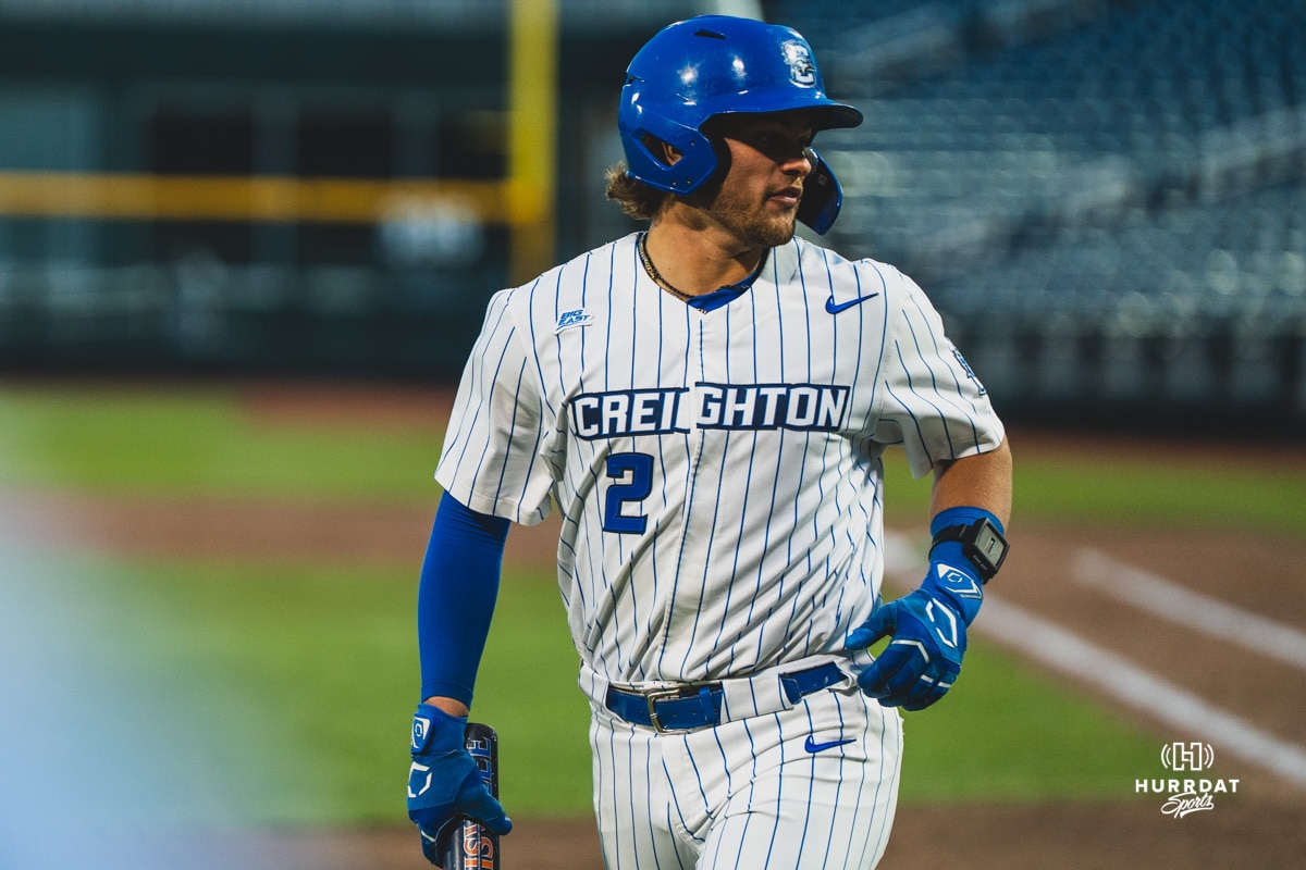 Creighton Bluejay Connor Capece during a baseball game at Charles Schwab Field on April 8th, 2025 in Omaha Nebraska. Photo by Collin Stilen.