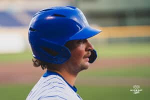 Creighton Bluejay Nate McHugh during a baseball game at Charles Schwab Field on April 8th, 2025 in Omaha Nebraska. Photo by Collin Stilen.