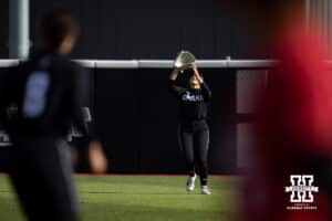 Omaha Mavericks Sammy Schmidt makes a catch for an out against the Nebraska Cornhuskers during a college softball game on Wednesday, March 26, 2025, in Omaha, Nebraska. Photo by John S. Peterson.