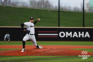 Omaha Maverick Matt Dreher at the mound during a baseball game at Tal Anderson Field on April 2nd, 2025 in Omaha Nebraska. Photo by Collin Stilen.
