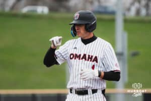 Omaha Maverick Henry Zipay during a baseball game at Tal Anderson Field on April 2nd, 2025 in Omaha Nebraska. Photo by Collin Stilen.