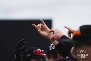 Omaha Maverick symbol during a baseball game at Tal Anderson Field on April 2nd, 2025 in Omaha Nebraska. Photo by Collin Stilen.