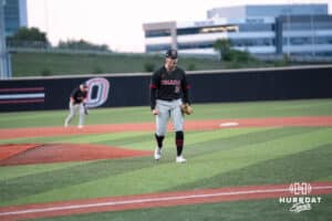 Omaha’s Ben Weber hypes up the crowd during a baseball game against North Dakota State Wednesday, May 21st, 2025, in Omaha, Nebraska. Photo by Brandon Tiedemann.