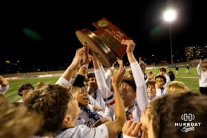 Westside celebrates winning the state title after the NSAA Boys Class A soccer finals on Tuesday, May 20, 2025, in Omaha, Nebraska. Photo by Braden Cochran.