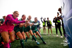 Lincoln Southwest celebrates winning the state title 2-1 against Omaha Marian after the NSAA Girls Class A soccer finals on Monday, May 19, 2025, in Omaha, Nebraska. Photo by Braden Cochran.