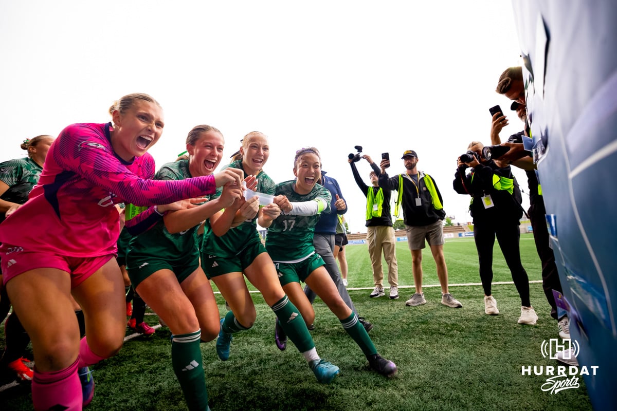 Lincoln Southwest celebrates winning the state title 2-1 against Omaha Marian after the NSAA Girls Class A soccer finals on Monday, May 19, 2025, in Omaha, Nebraska. Photo by Braden Cochran.