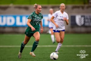 Southwest defender Emma Sheets looks to pass the ball against Marion during the NSAA Girls Class A soccer finals on Monday, May 19, 2025, in Omaha, Nebraska. Photo by Braden Cochran.