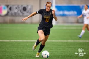 Gretna East's Sonora Defini (10) makes a big break down the field during the NSAA Girls Class B soccer finals on Monday, May 19, 2025, in Omaha, Nebraska. Photo by Braden Cochran.