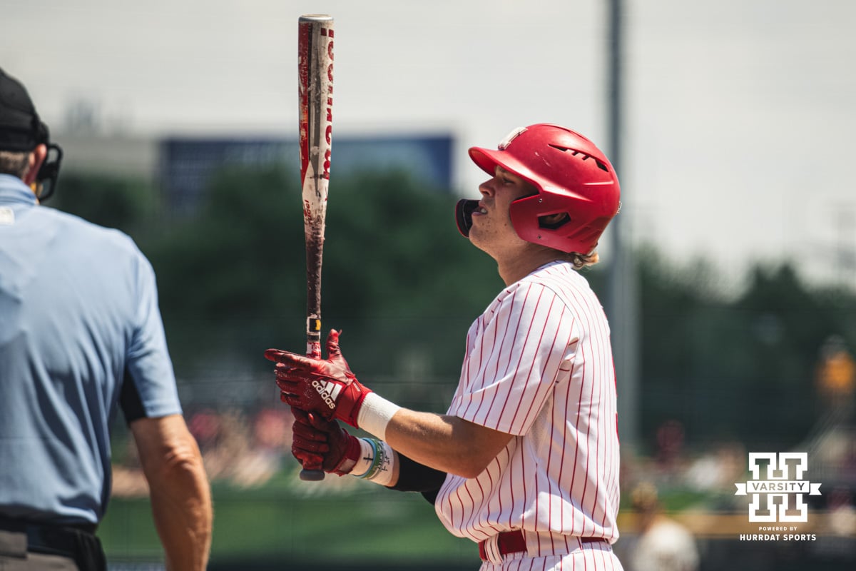 Nebraska Baseball vs Michigan | 2025-05-10 Nebraska Cornhusker outfielder Robby Bolin (5) prepares to bat against Michigan during a college baseball game Saturday, May 10, 2025, in Lincoln, Nebraska. Photo by Jansen Coburn.