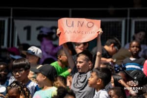 Omaha Mavericks fan holds a UNO Maverick sign during a baseball game Tuesday , April 29th, 2025 in Omaha, Nebraska. Photo by Brandon Tiedemann.