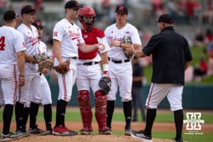 Nebraska Cornhusker pitcher Will Walsh (30) is taken out in the third inning against the Creighton Bluejays during a college baseball game on Tuesday, May 6, 2025 in Lincoln, Nebraska. Photo by John S. Peterson.
