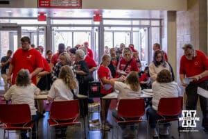 Nebraska Cornhuskers fans check in to watch the Nebraska Cornhuskers take on the South Dakota State Jackrabbits for the spring match on Saturday, May 3, 2025 in Ord, Nebraska. Photo by John S. Peterson