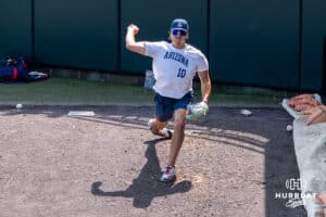 Arizonas Raul Garayzar throws during the CWS Media Day on June 12th, 2025 in Omaha, Nebraska. Photo by Brandon Tiedemann.