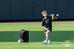 Costal Carolina fan catches during the CWS Media Day on June 12th, 2025 in Omaha, Nebraska. Photo by Brandon Tiedemann.
