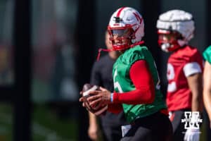 passing drills during practice on Monday, July 28, 2025 in Lincoln, Nebraska. Photo by John S. Peterson.