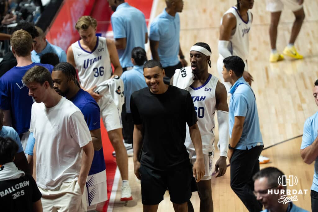 John Tonje smiles during a basketball game Wednesday July 16th 2025 in Las Vegas. Photo by Brandon Tiedemann.