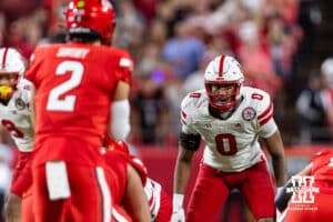 Nebraska Cornhusker Javin Wright (0) waiting for the snap against the Cincinnati Bearcats in the first quarter during a college football game on Thursday, August 28, 2025, in Kansas City, MO. Photo by John S. Peterson.