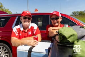 Nebraska Cornhuskers fans started tailgating waitng for the gates to open before a college football game between the Nebraska Cornhuskers and the Cincinnati Bearcats, Thursday, August 28, 2025 in Kansas City, MO. Photo by John S. Peterson.