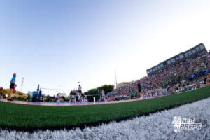 Buell Stadium packed with fans during the Battle at the Buell, Thursday, August 21st, 2025, Millard, Nebraska. Photo by Braden Cochran.