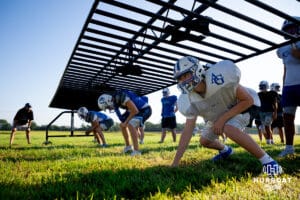 Asland-Greenwood runs through drills during a morning practice, Wednesday, August 13th, 2025, Ashland Nebraska. Photo by Braden Cochran