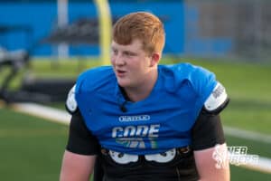 Matt Erickson talks before Millard North football practice on Saturday, August 16th, 2025 in Omaha, Nebraska. Photo by Brandon Tiedemann.