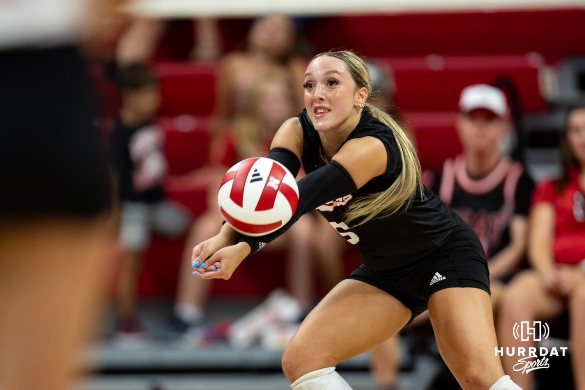Nebraska Cornhusker Laney Choboy (6) passes the ball against the White team during the Red/White Scrimmage on Saturday, Aug. 9, 2025 in Lincoln, Nebraska. Photo by John S. Peterson.