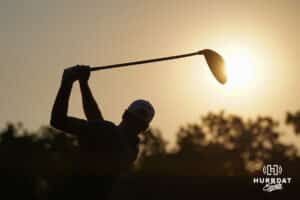 Golfer warming up on the range during the Pinnacle Bank Championship on Friday, August 8, 2025, in Elkhorn, Nebraska. Photo by Nick Barajas.