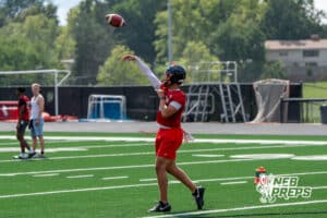 Braylen Warren throws during Westside football practice on Tuesday, August 12th, 2025 in Omaha Nebraska. Photo by Brandon Tiedemann.