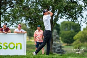 Christo Lamprecht tees off 17th during The Pinnacle Bank Championship on Sunday, August 10th, 2025, in Omaha, Nebraska. Photo by Brandon Tiedemann.
