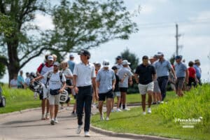 Christo Lamprecht walks with fans during The Pinnacle Bank Championship on August 10th, 2025, in Omaha, Nebraska. Photo by Brandon Tiedemann.