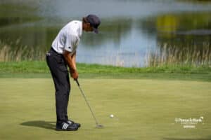 Peter Kuest misses a putt during the Pinnacle Bank Championship on Sunday, Aug. 10, 2025 in Elkhorn, Nebraska. Photo by John S. Peterson.
