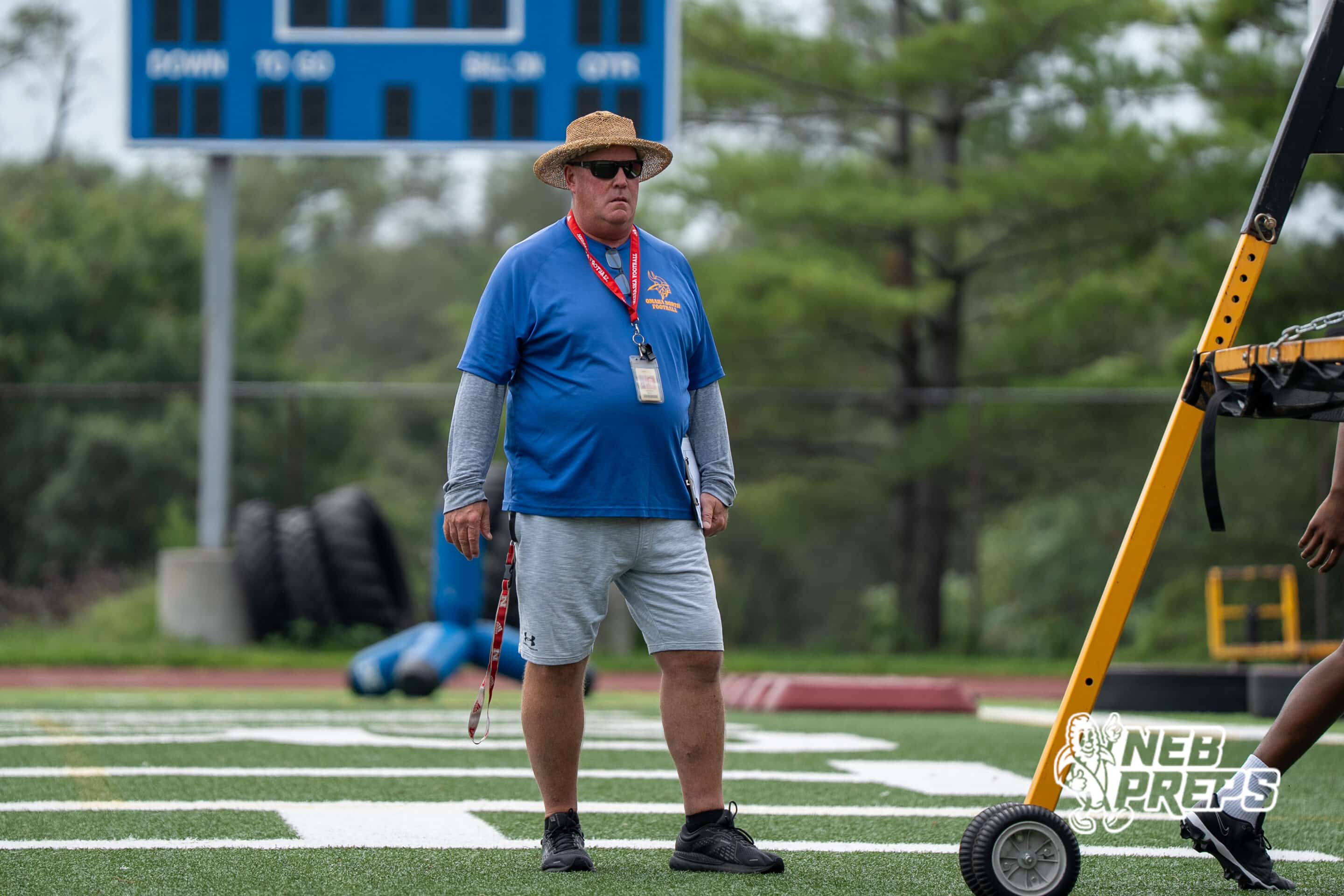 Omaha North Football Practice | August 11, 2025 Head Coach Larry Martin during Omaha North football practice on Monday, August 11th, 2025 in Omaha Nebraska. Photo by Brandon Tiedemann.