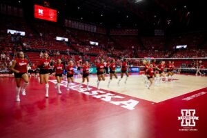 Nebraska Cornhuskers warm-up for the Red/White Scrimmage on Saturday, Aug. 9, 2025 in Lincoln, Nebraska. Photo by John S. Peterson.
