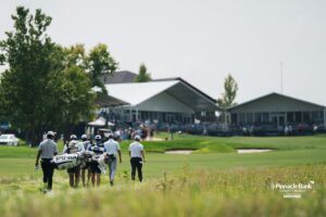 Golfers advance to their next shot during the Pinnacle Bank Championship, Saturday, August 9th, 2025, in Omaha, Nebraska. Photo by Nick Barajas.