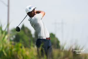 Phichaksn Maichon tees off during the Pinnacle Bank Championship, Saturday, August 9th, 2025, in Omaha, Nebraska. Photo by Nick Barajas.
