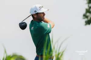 Ben Martin tees off during the Pinnacle Bank Championship, Saturday, August 9th, 2025, in Omaha, Nebraska. Photo by Nick Barajas.
