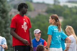 Justin Bolis talks with a fan during The Pinnacle Bank Championship on August 9th, 2025, in Omaha, Nebraska. Photo by Brandon Tiedemann.