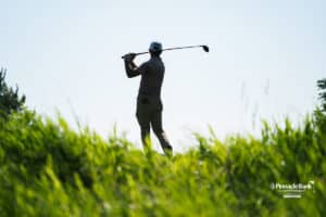 Ryan Sullivan tees off during the Pinnacle Bank Championship, Friday, August 8th, 2025, in Omaha, Nebraska. Photo by Nick Barajas.
